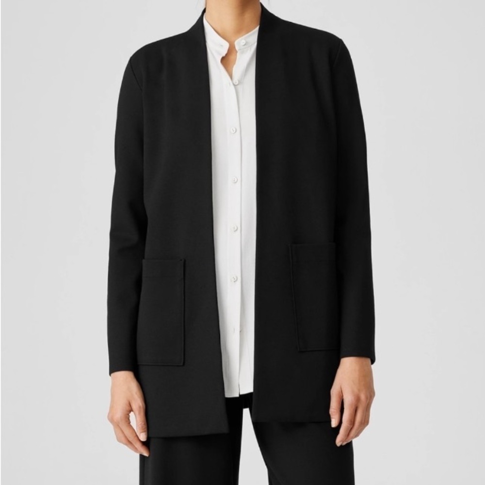 Eileen Fisher Ponte Knit Longline Tencel Blazer XS Washable Lagenlook Office